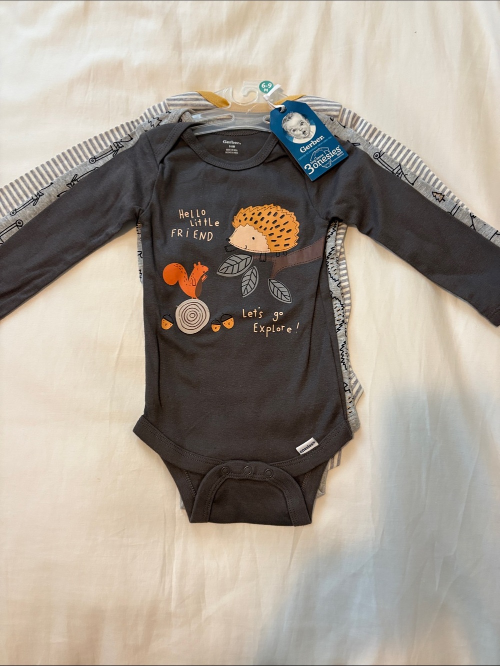 Gerber 3 pack of Long-Sleeve One-Piece Bodysuits